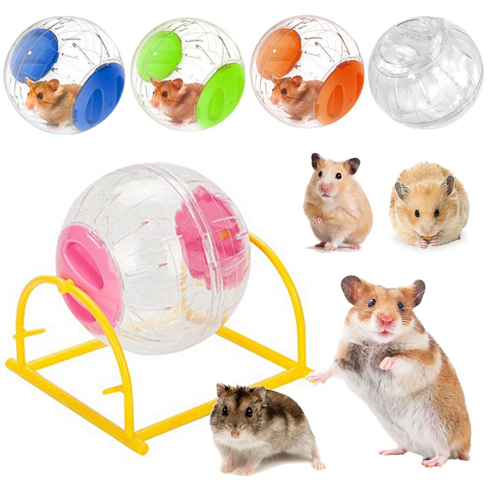 Mini Bola de ejercicio transparente para hámster, juguete para hámster, jaula para trotar con soporte, suministros para mascotas, 12cm