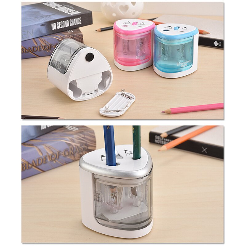 Electric Pencil Sharpener Portable Double Hole for Student Classroom Home Office SMR88