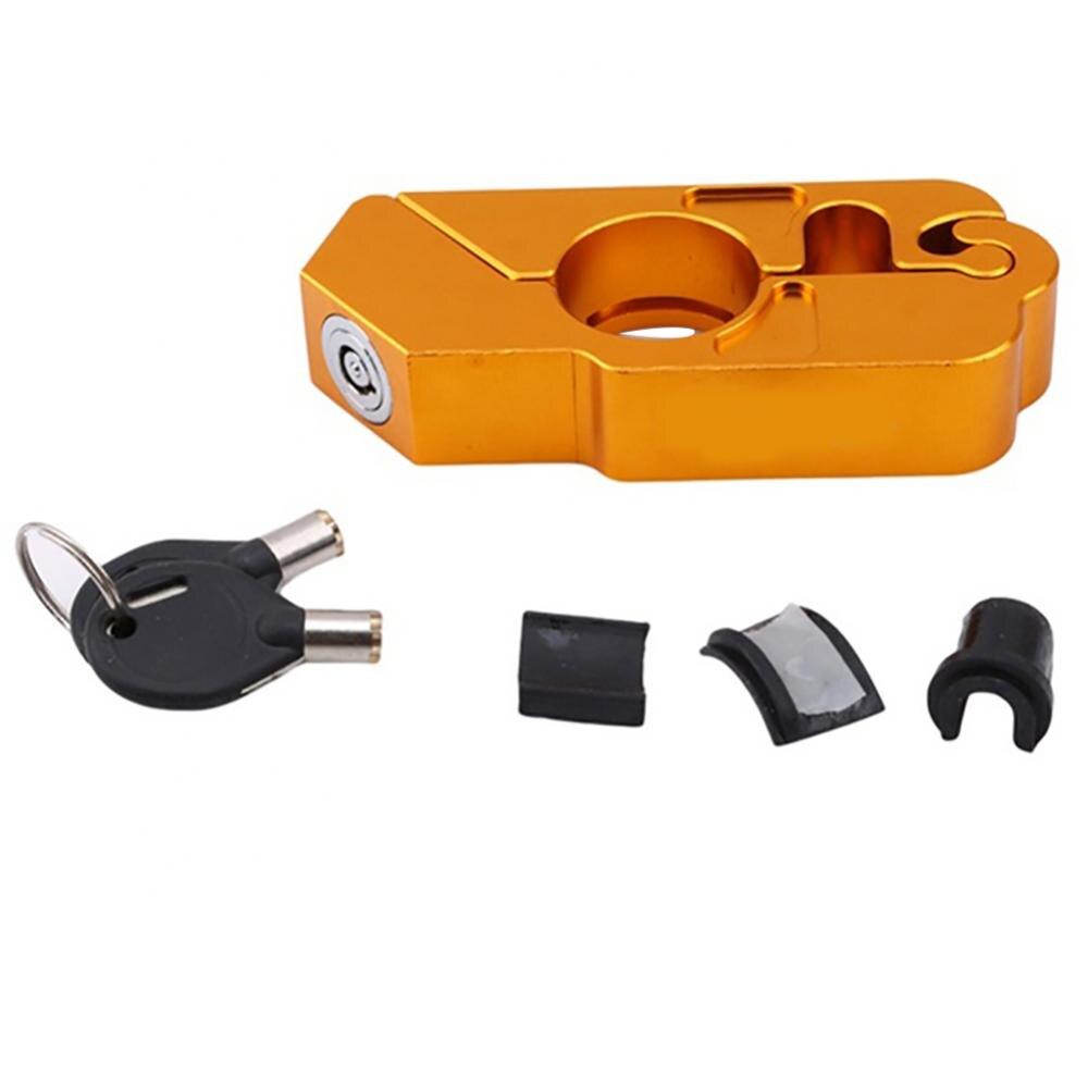 Motorfiets Grip Lock Scooter Atv Stuur Grip Beveiliging Veiligheid Metalen Slot Met 2 Sleutels Rem Gaspedaal Grip: Golden