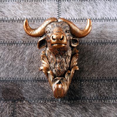 Retro dyr vægkrog indretning boligtilbehør harpiks kroge kunst guld hjorte hoved kåbe krog hjem bar udsmykning: 01