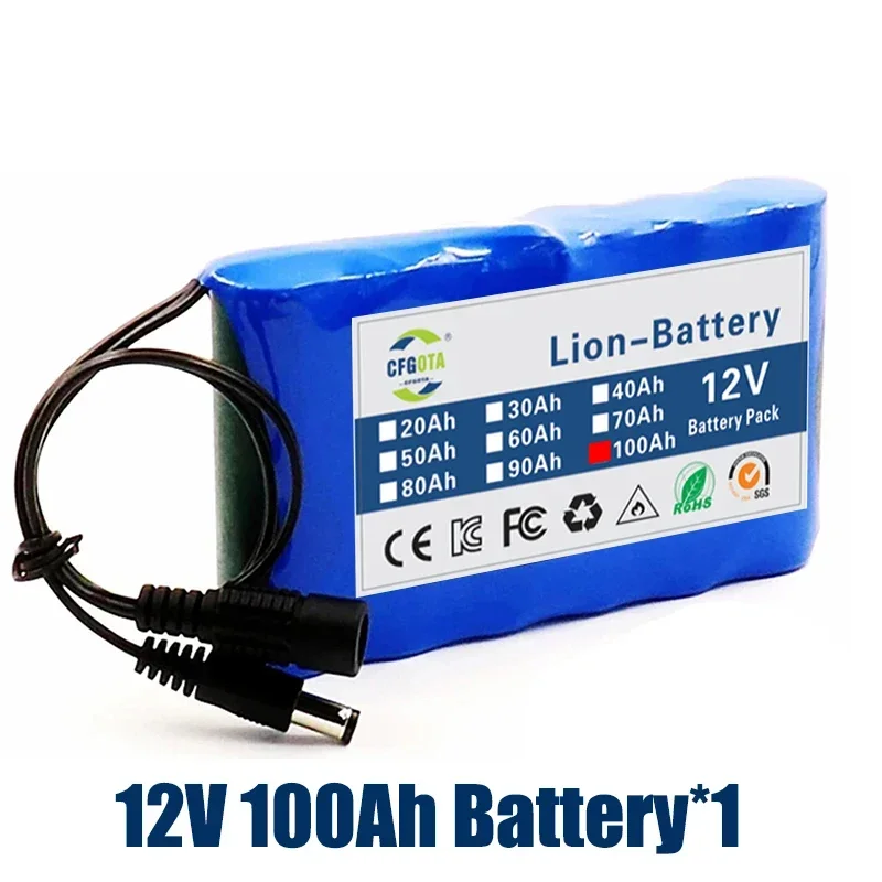 Portable 3S2P 12V 100000mah Rechargeable Li-Ion Battery, For LED Lamp Light Backup Powe Etc+ Charger: PURPLE