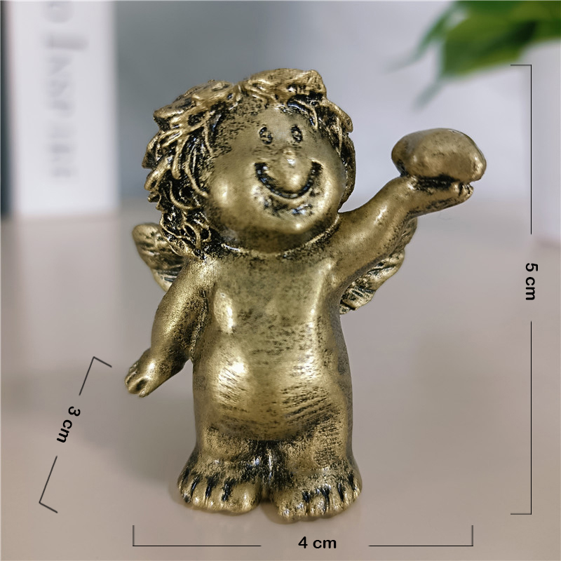 Figuras de ángeles blancos, adornos, de la suerte, estatuas de ángeles de hadas bonitas, escultura moderna, decoración del hogar para boda: Oro