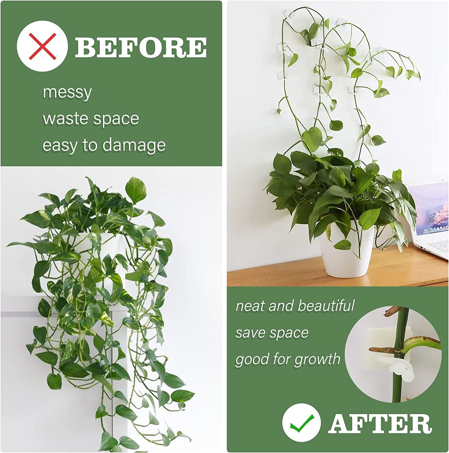 Clips muraux pour plantes grimpantes, crochet à boucle fixe auto-adhésif, pince en rotin, Stent pour plantes, Clips pour vigne grimpante murale pour plantes de jardin