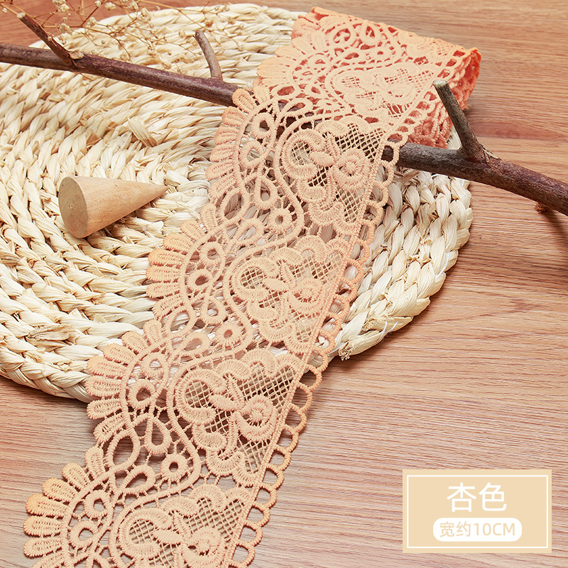 3 meter bloemen geborduurd kant lint DIY kleding naaien stof 10 cm handgemaakte ambachten materiaal uitgehold wateroplosbare tape: oranje
