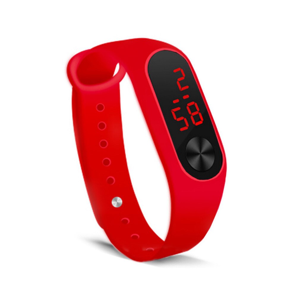 Heren Digitale Horloge Running Horloge Hand Ring Led Mode Sport Elektronische Horloge Siliconen Band Horloge Unisex Digitale Horloge: Red