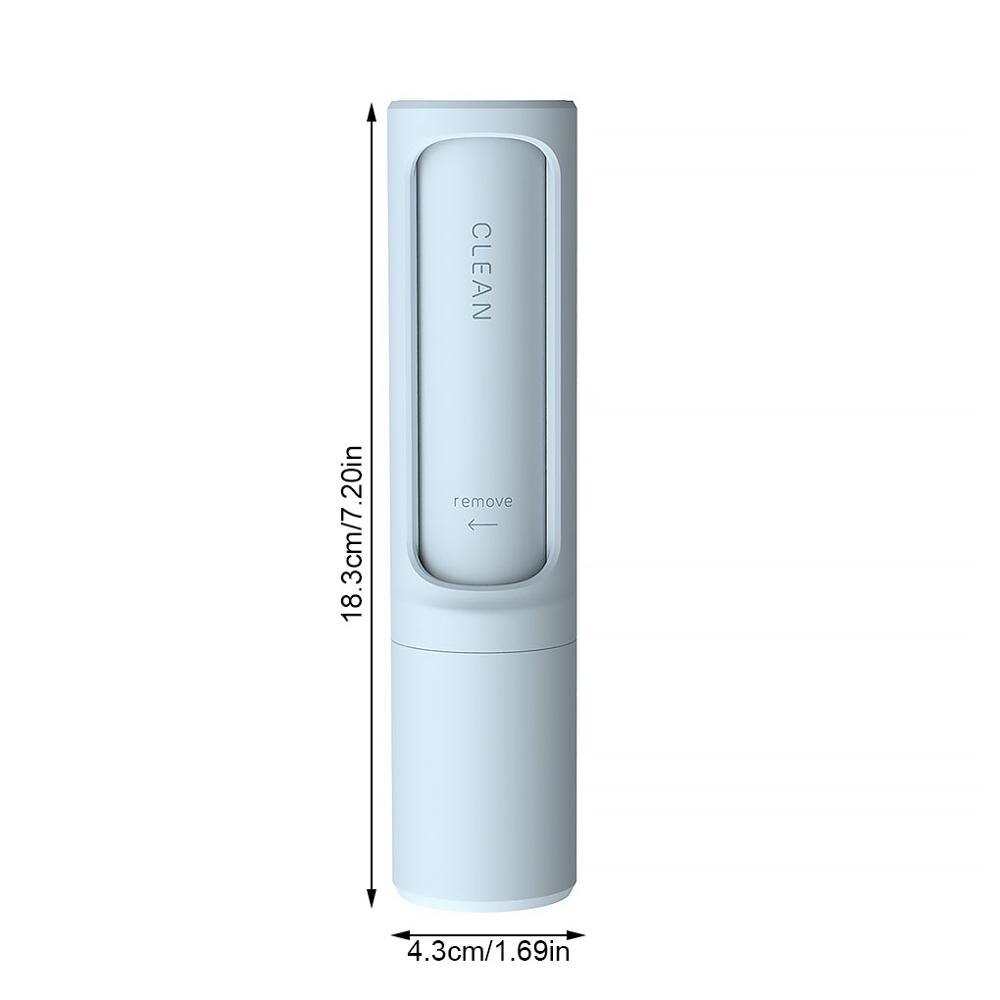 1 pc kleding stof plakkerig verwijder huisdierhaar verwijderaar borstel roterende cilinder kleine pluisroller sticker verwijderaar reinigingsgereedschap: Blauw