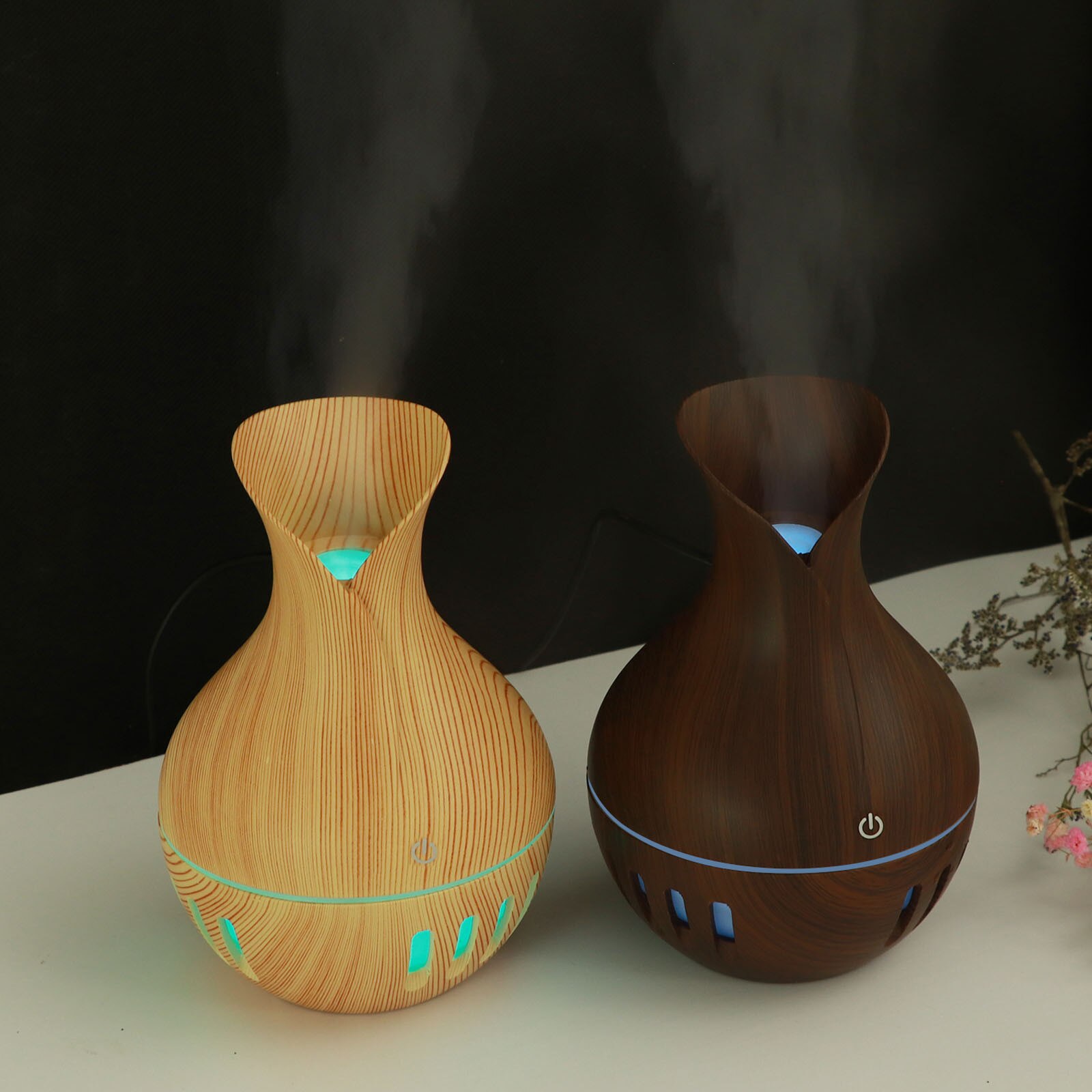 4# Usb Electric Humidifier Essential Aroma Oil Diffuser Ultrasonic Wood Grain Air Humidifier Usb Mini Mist Maker Led Light Hogar