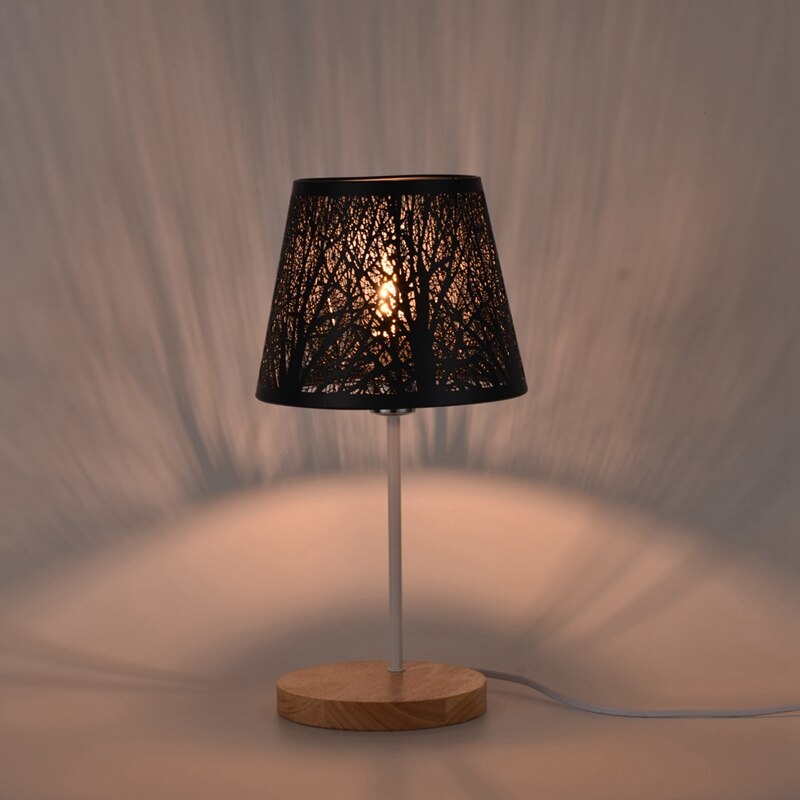 Small Lamp Shade Clip on Bulb,Barrel Metal Lampshade with Pattern of Trees for Table Chandelier Wall Lamp