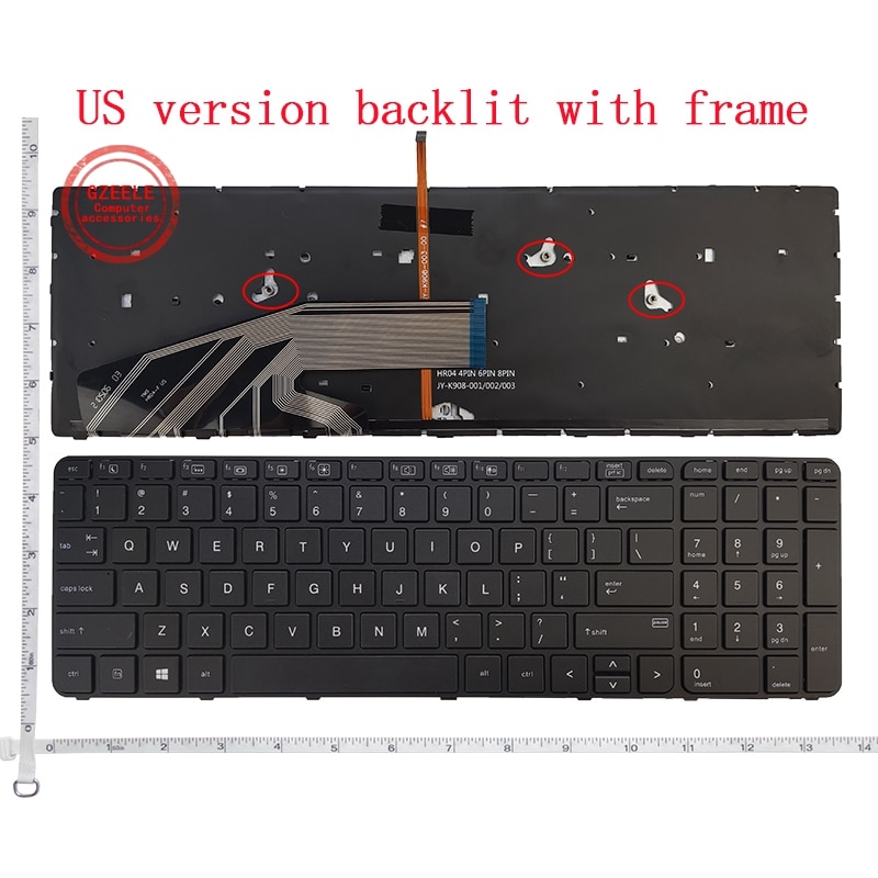 GZEELE US Laptop Keyboard For HP ProBook 450 G3 455 G3 470 G3 NO BACKLIT with Frame US