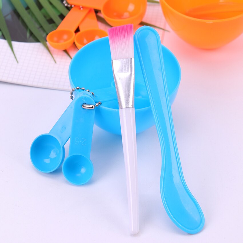Cuenco de máscara Facial de belleza 4 en 1 DIY, herramienta cosmética de maquillaje con cepillo, varita mezclada, espátula, kit de cuchara medidora