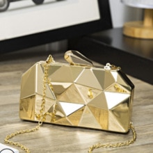 Mode Handtassen Vrouwen Metalen Koppelingen Top Hexagon Mini Party Zwarte Avond Purse Zilver Zakken Gouden Doos Clutch