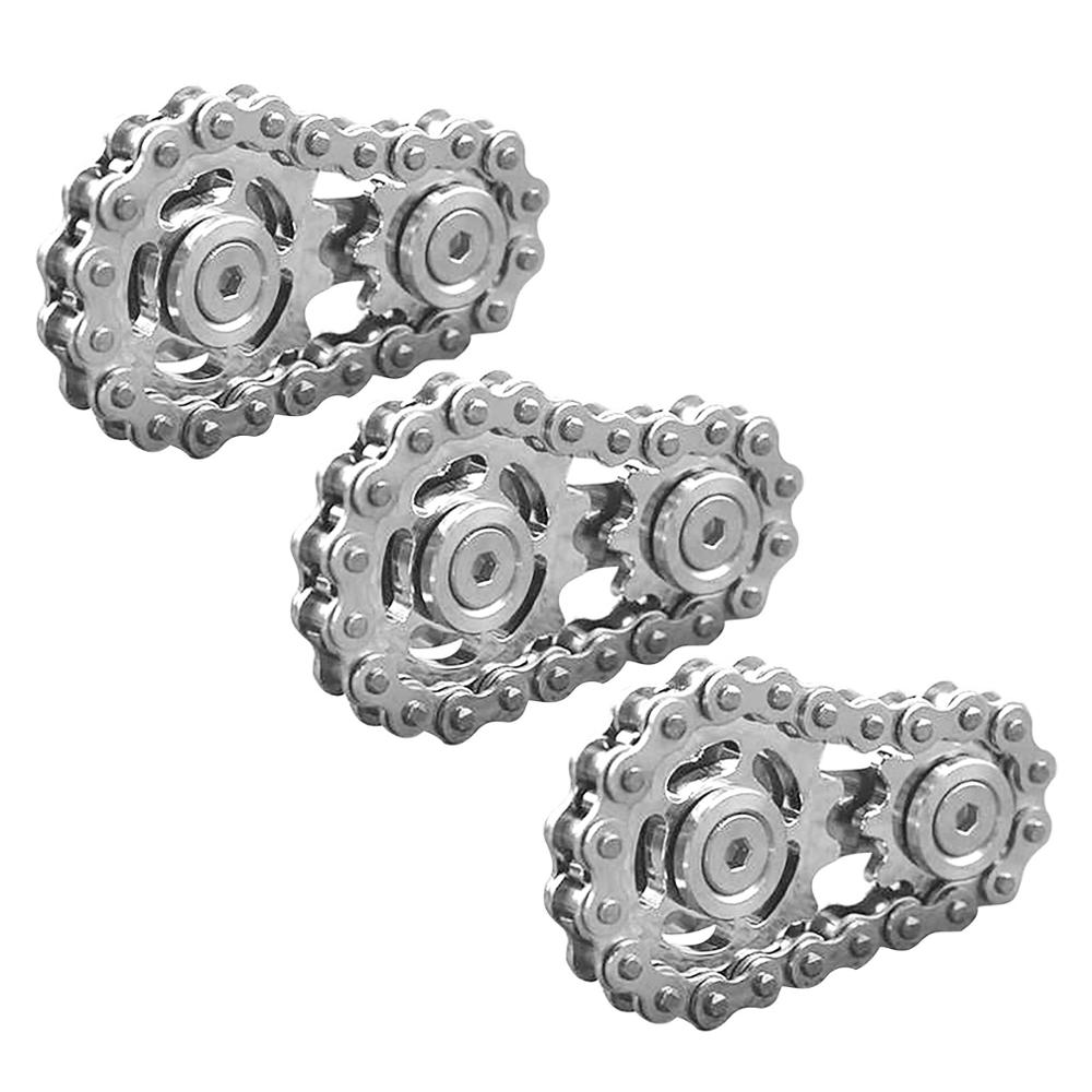 Sprockets Flywheel Fingertip Gyro Sprockets Chains Metal Stress Relief Toy Gear Chain Gyro Sproket Roadbike Spinner: 3X Silver