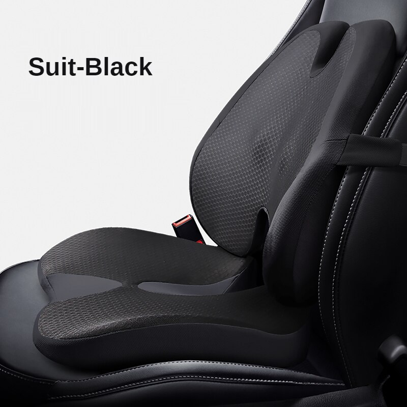 Premium Car Memory Foam Seat Cushion for Back Pain Coccyx Orthopedic Comfort Office Chair Seat Cushion Car Pillows Seat Set: Black Suit