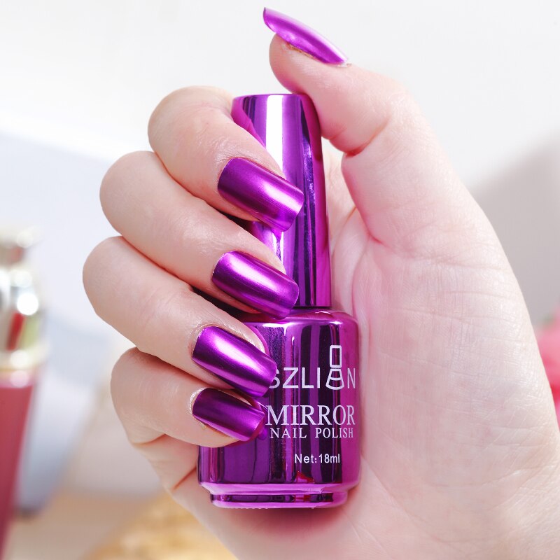 12ColorFashion Spiegel Nagellack Silber Lila Rose Gold Farbe 6ML Langlebige Nagellack Mädchen Nette Nagel dekoration ToolTSLM2: 07