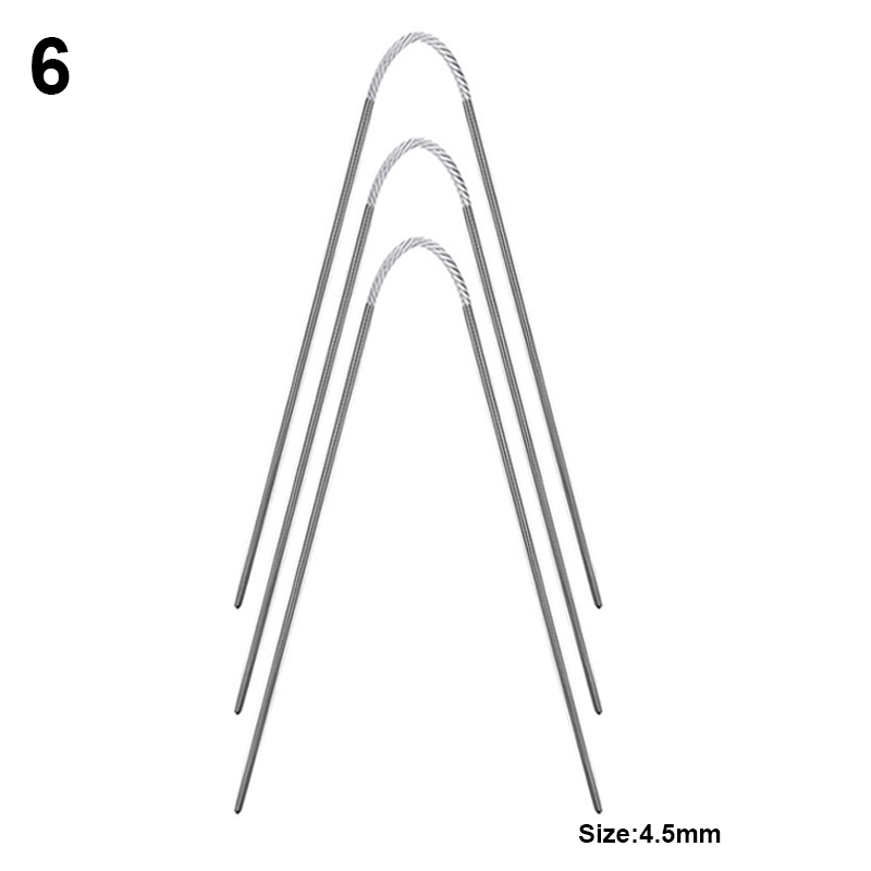 3Pcs Round Knitting Needles Cable Circular Needle Set Stainless Steel Double Pointed Flexible Yarn Knitted Needles For Hat Socks: Beige