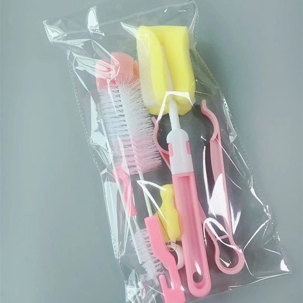 Sept pièces bébé biberon brosse bouteille nettoyage brosse éponge mamelon brosse acier inoxydable paille brosse bouteille brosse