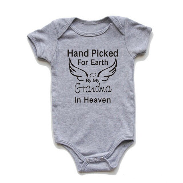 Body en coton pour bébé | Combinaison pour -né, taillée à la main pour la terre et ma grand-mère du ciel, vêtements d'été blancs à manches courtes: gray / 3M