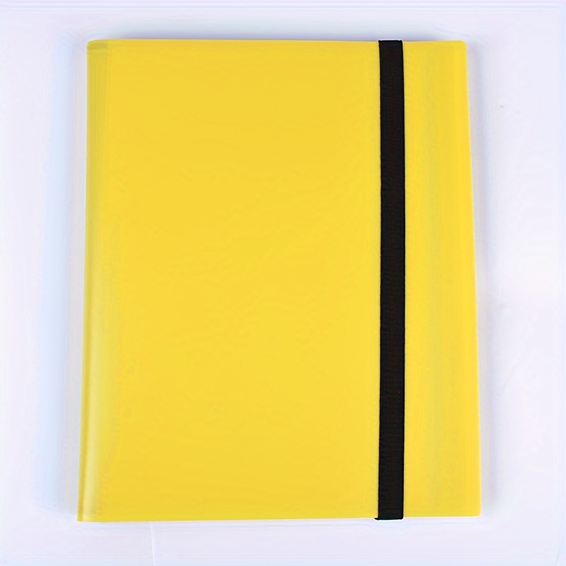 Trading card binder 4 pockets, 20 pages of 160 cards, side loading card book, football basketball card collector: Yellow