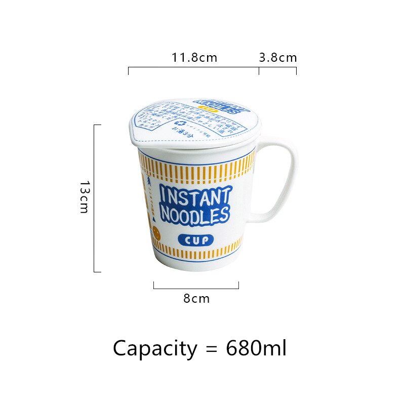 Instant Noodle Kom Keramische Kommen Met Deksel Creatieve Havermout Cups Met Handvat Japanse Ramen Noodle Kom Keuken Accessoires: Blue-S