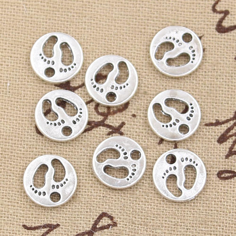 40 stücke Charme Feet Fuß Drucke 11x11mm Antike Silber Farbe Überzogen Anhänger, Die DIY Handgemachten Tibetischen Silber farbe Schmuck