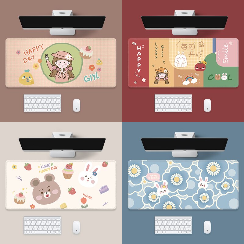Leuke Oversized Muismat Toetsenbord Laptop Bureau Pad Rubber Pols Antislip Bureau Mat Desktop Organizer Computer Accessoires