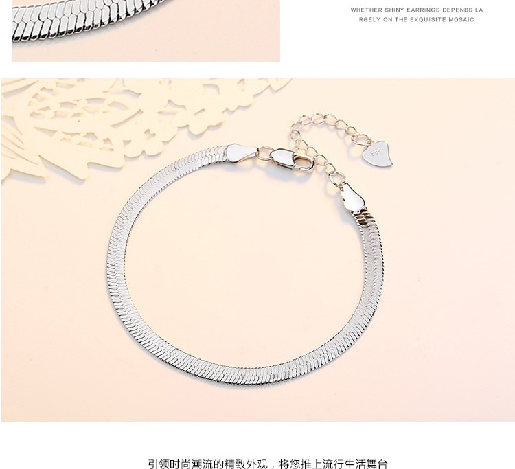 925 Sterling Silver Romantic Lovely Female Handmade Jewelry Lovely Flat Snake Bracelet Bracelet