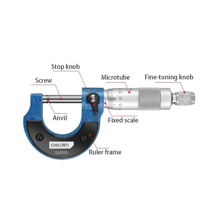 Micrometers Micrometer Measuring Tool Micro Meter 25 50 External Outside Machine Shop Tools Thread 0.001 0-25mm Gauging