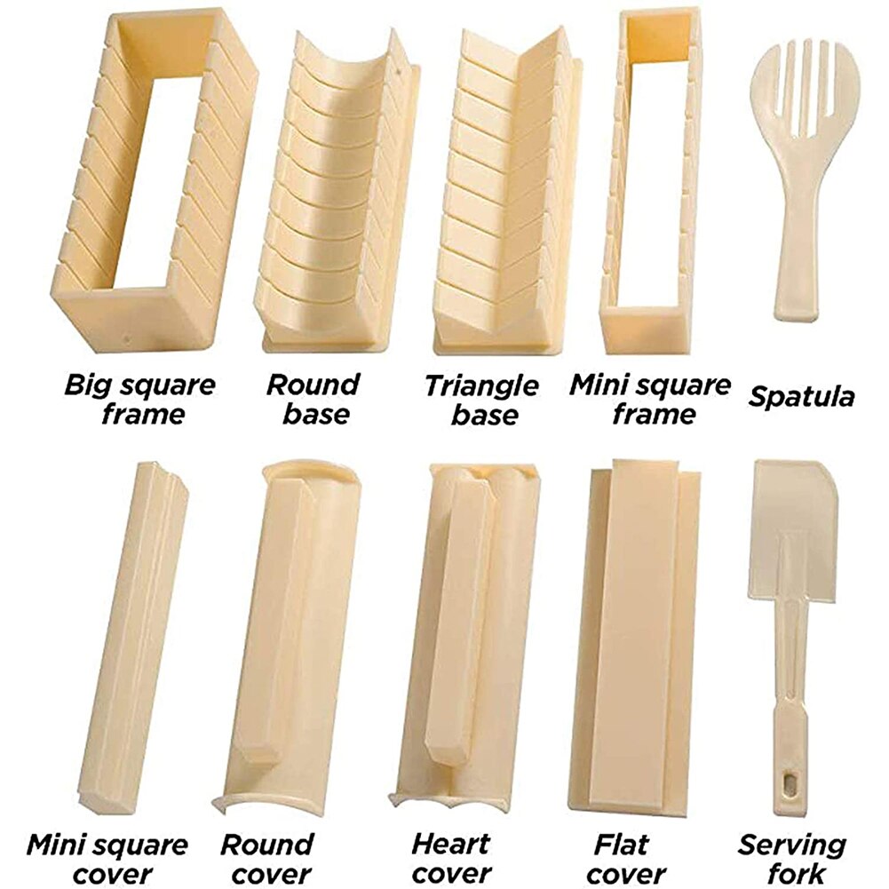 Sushi Making Kit, 10 Pieces DIY Sushi Set Plastic Sushi Maker Tool, White: a