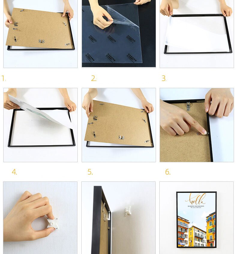 Aluminum alloy Photo Frame 16 inch Narrow side poster outer Frame A4 Picture Frame wall hanging A3 quadros decorativo