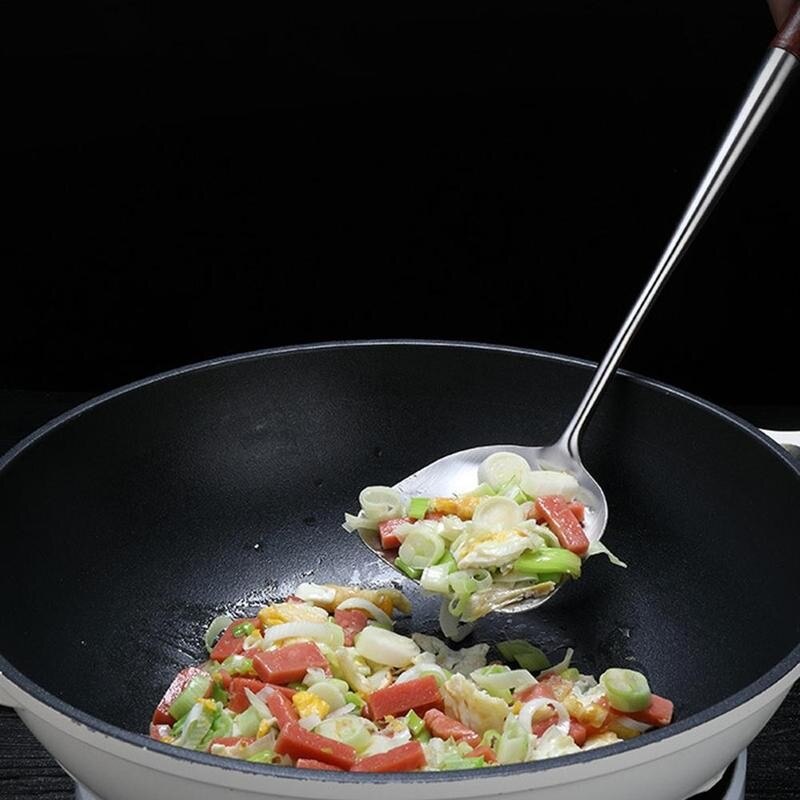 1 Uds espátula para Wok de madera de mango largo Anti herramienta para el hogar espátula cuchara pala utensilios de cocina antiadherente Wok cocina R7N7