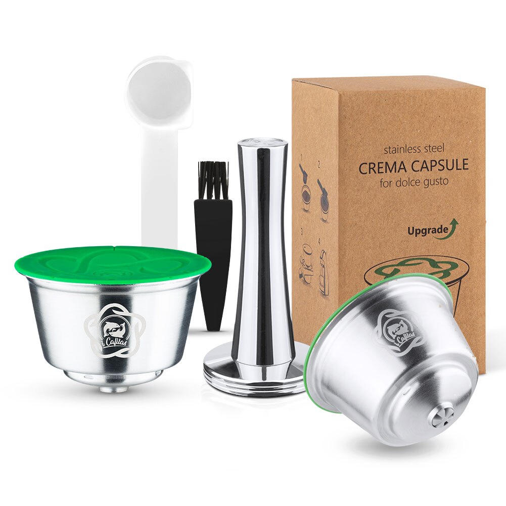 Icafilas Capsulas De Cafe Recargables Dolce Gusto Herbruikbare Hervulbare Capsules, Filters Voor Necafe Dolce Gusto Maker Koffie Pods: 2 pods 1tamper