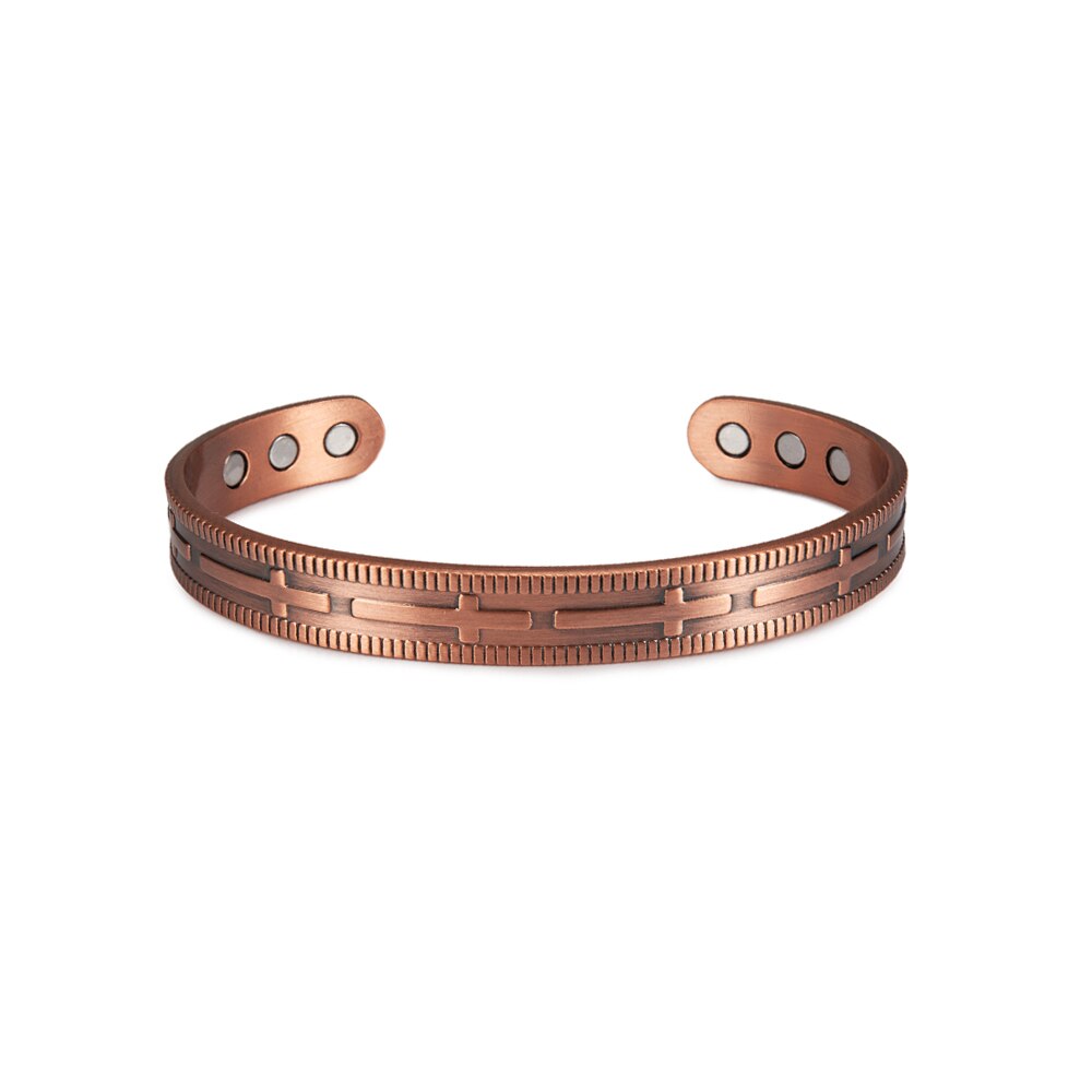 Real Copper Magnetic Health Bracelets Cross Arthritis Adjustable Pure Copper Brand Bracelet Man Energy Magnetic Therapy Bracelet: cross