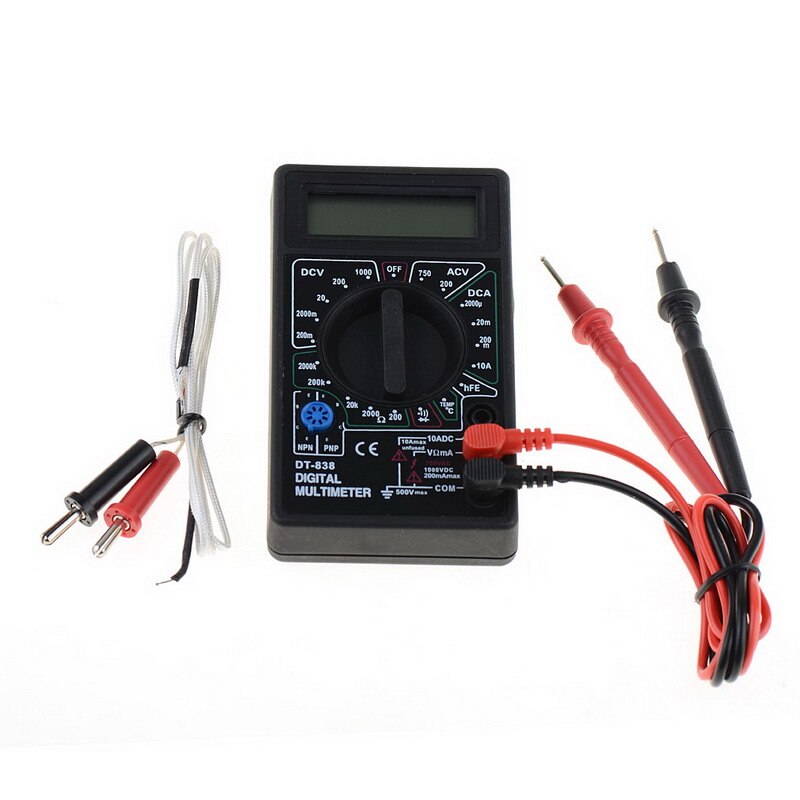 DT-838 multímetro Digital Volt/Amp/Ohm/medidor probador de voltaje de temperatura herramientas de medición