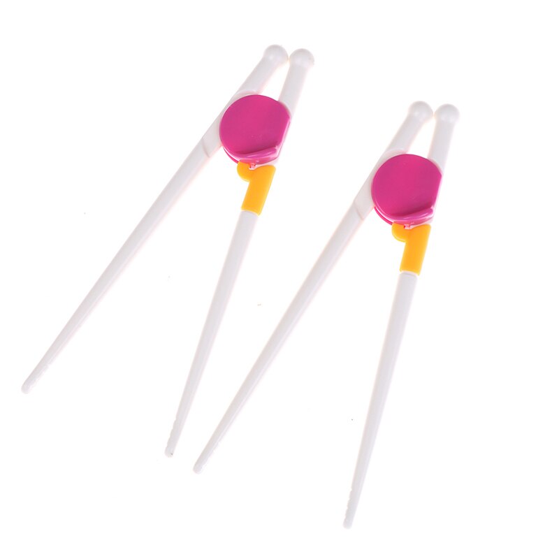 1 par de palillos chinos para niños, niños, bebés, ayuda para el aprendizaje, palillos para herramientas de cocina, mano derecha, productos para niños: Rosa
