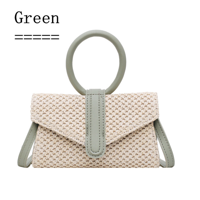 Baleini Beroemde Dames Geweven Breien Messenger Crossbody Tassen Zomer Bohemian Vrouwen Kwastje Stro Strand Schoudertas: Groen