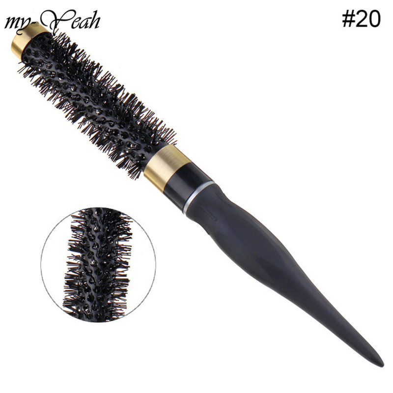 Cepillo de pelo de hierro de nailon, 8 tamaños, peine de barril redondo antiestático resistente a altas temperaturas, herramienta de secado y rizado para el hogar DIY: 26.50 x 2.30cm