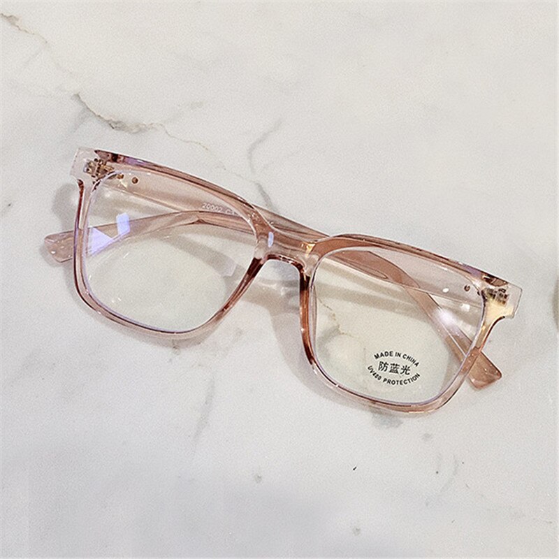 Gafas cuadradas UVLAIK Anti Blue Light, montura de gafas para mujer y hombre a la con marco grande, monturas de gafas transparentes para mujer, gafas ópticas: Rosa