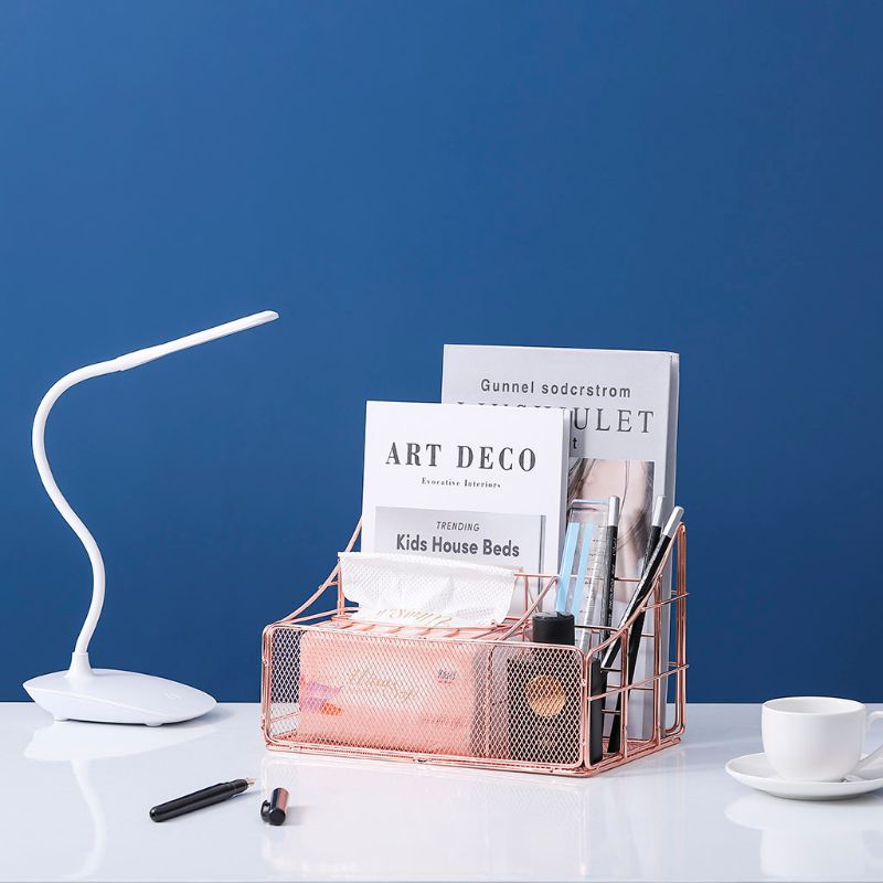 Rose Gold Schreibtisch Lager Kasten Multi-Zweck Stift Halfter nordisch Magazin Organizer MOLB