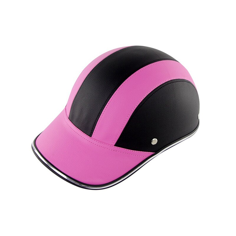 Helmen Scooter Gezicht Beschermende Helm Fiets Hard Baseball Cap Half Open Motorfiets Veilig Hoed Abs Lederen Baseball Cap Skate Helme: Roze