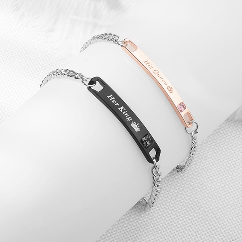 Liebhaber Paare Armbänder Seine Königin Ihr König Liebe Armreif Kristall Krone Charme Männer Frauen Schmuck Armband Femme Charme