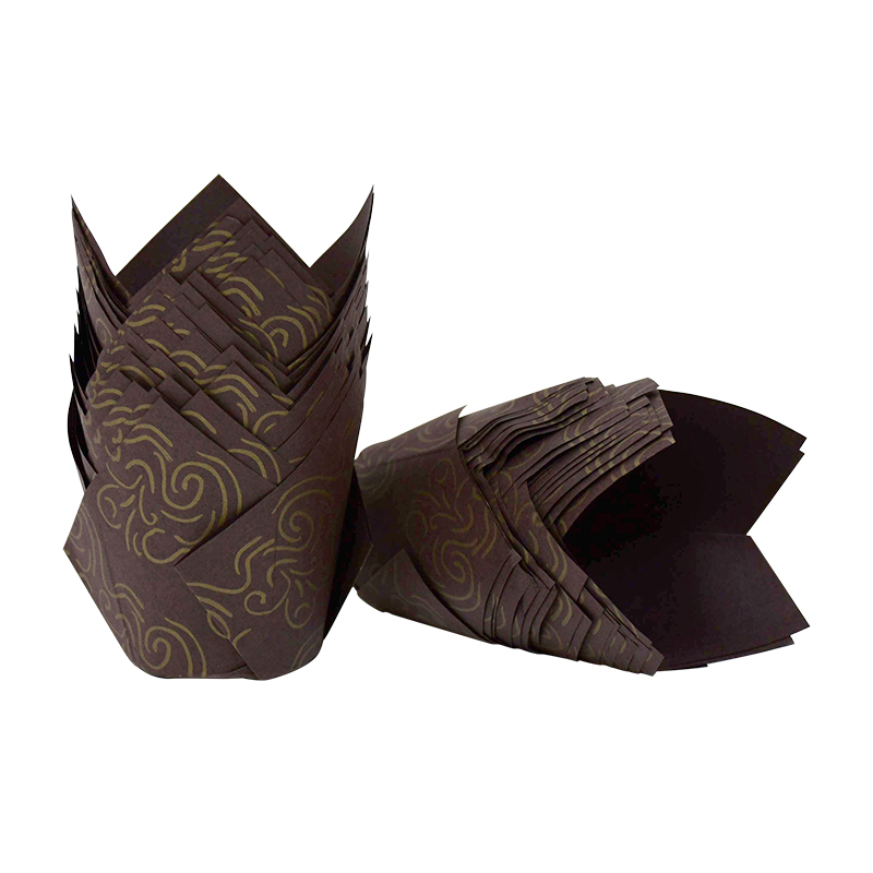 50 stk avisstil cupcake liner bagningskop til bryllupsfest caissettes tulipan muffin cupcake papir kop olietæt kageindpakning: Militærgrøn