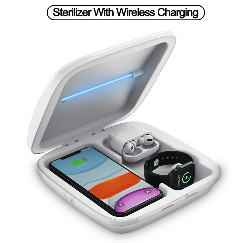 Uv Desinfectie Doos Voor Telefoon Gezichtsmasker Draadloze Oplader Ozon Sterilisator Box Voor Iphone Voor Voor Iwatch Band Voor Airpods case: Default Title