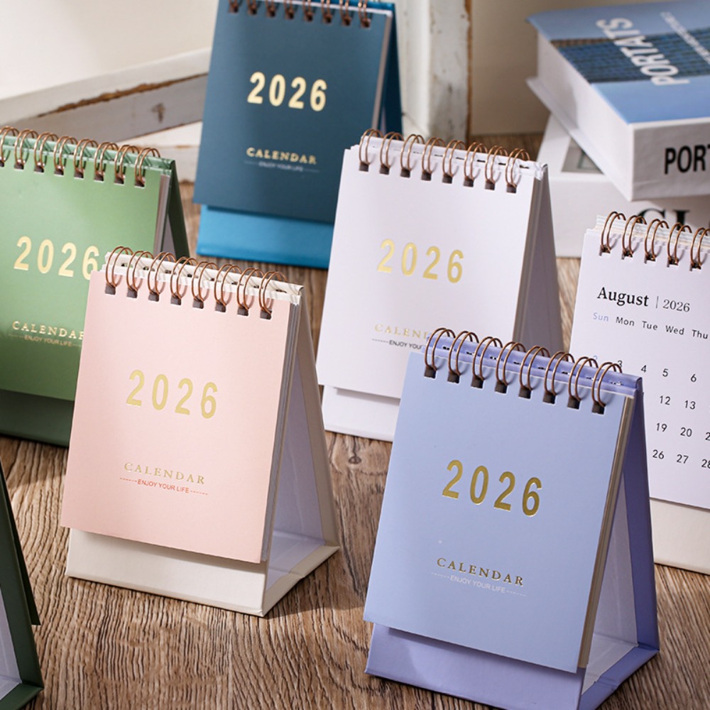 Simple Style English Mini Desk Calendar Desktop Display Portable Calendar Desktop Decoration Handmade Diary Desk Calendar