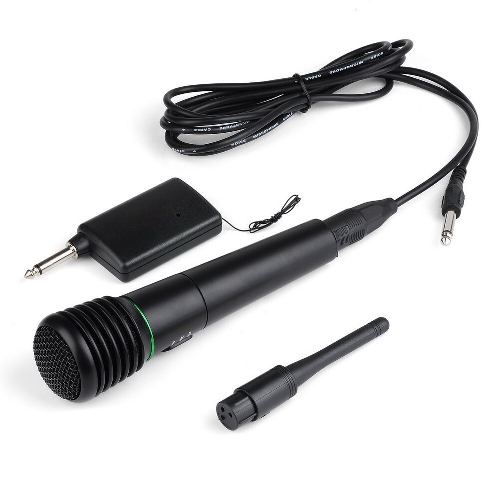 2 in 1 Wired & Wireless Handheld Microphone Wireless & Wired Microphone Receiver Unidirectional Black