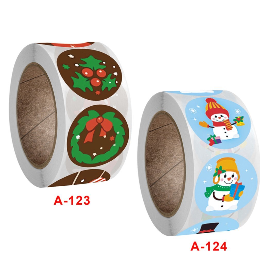 500 stuks zelfklevende labelstickers met schattige kerstpatronen, handig en draagbaar