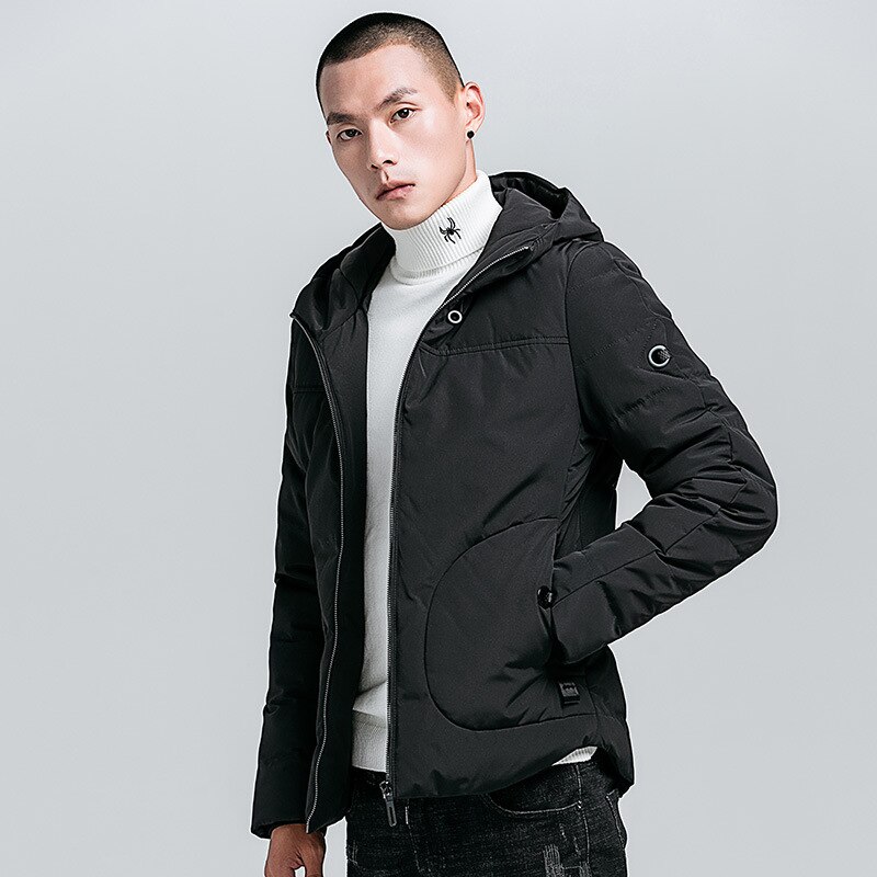 Heren winterjassen en -mantels casual heren parka's katoenen gewatteerde buitenjas nxp 24: Zwart / Xxl