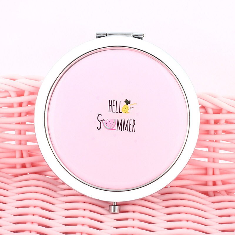 Mini tosidet spejllomme rundt spejl bærbart rensdyr flamingo spejl forfængelighedsspejl vintage makeup værktøj rejsetilbehør: 4