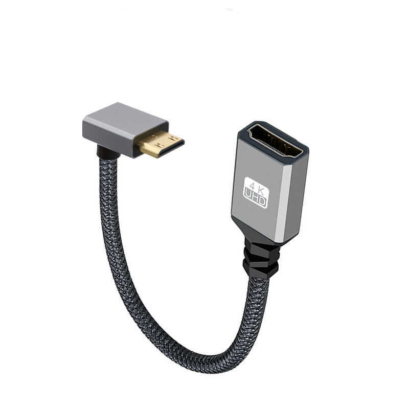 Mini hdmi till hdmi adapterkabel 4k @ 60hz hdmi 2.0 18 gbps 3d hane till hona-konverterare för bärbar dator stationär dator till hdtv projektor kamera: Silver-