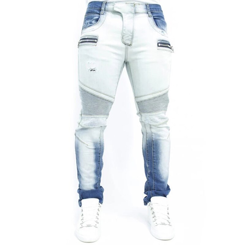 5xl 4xl Plus size Men Jeans Denim Pants Autumn Slim Bottoms Pant Male Patchwork Denim Jeans Pencil Trousers Mens clothing