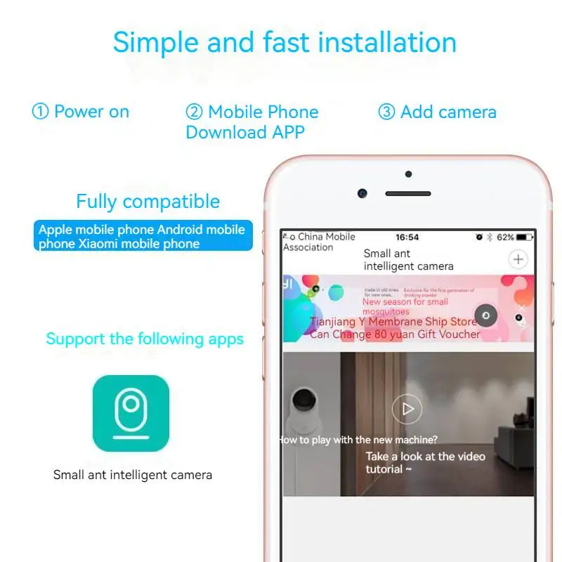Caméra YI Dôme 1080p HD CCTV IP 360 ° Détection Wifi Vision nocturne sans fil IR système de surveillance de sécurité Audio bidirectionnel